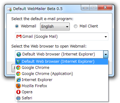 Default WebMailer - Web browsers