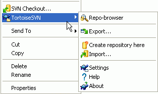 The TortoiseSVN menu for unversioned folders