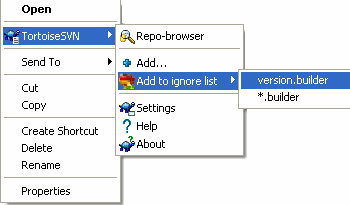 Explorer context menu for unversioned files