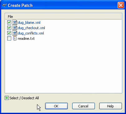 The Create Patch dialog