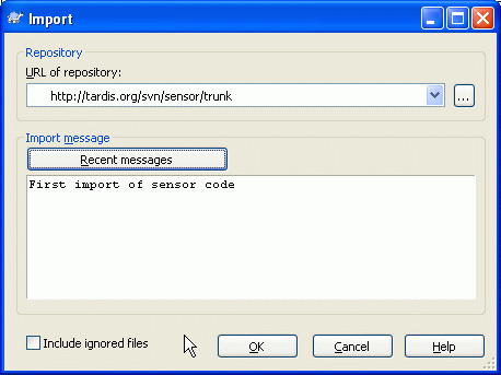 The Import dialog
