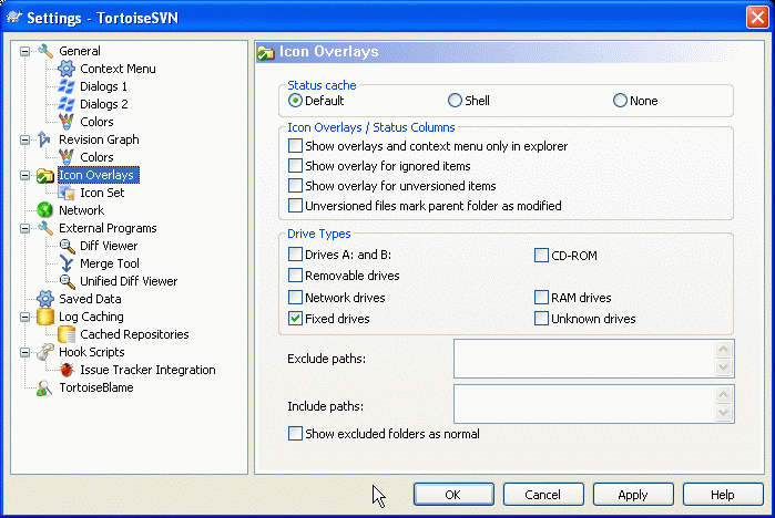 The Settings Dialog, Icon Overlays Page
