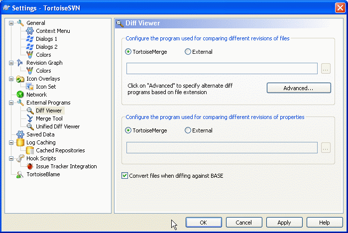 The Settings Dialog, Diff Viewer Page
