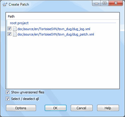 The Create Patch dialog