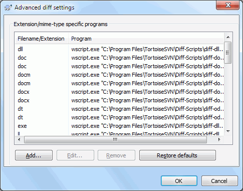 The Settings Dialog, Diff/Merge Advanced Dialog