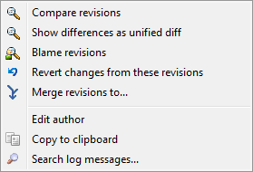 Top Pane Context Menu for 2 Selected Revisions